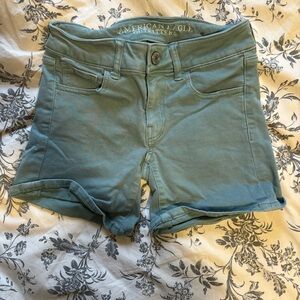 American Eagle Green Midi Super Stretch Shorts